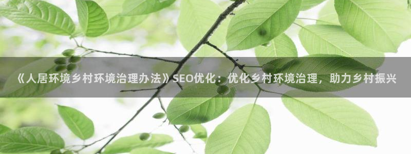 凯发k8国际手机下载：《人居环境乡村环境治理办法》SEO优化：优化乡村环境治理，